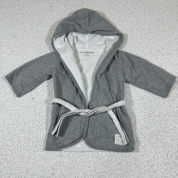 Burt’s Bees Baby Organic Cotton Knit Terry Hooded Robe - Heather Grey 0-9 months - Picture 1 of 4